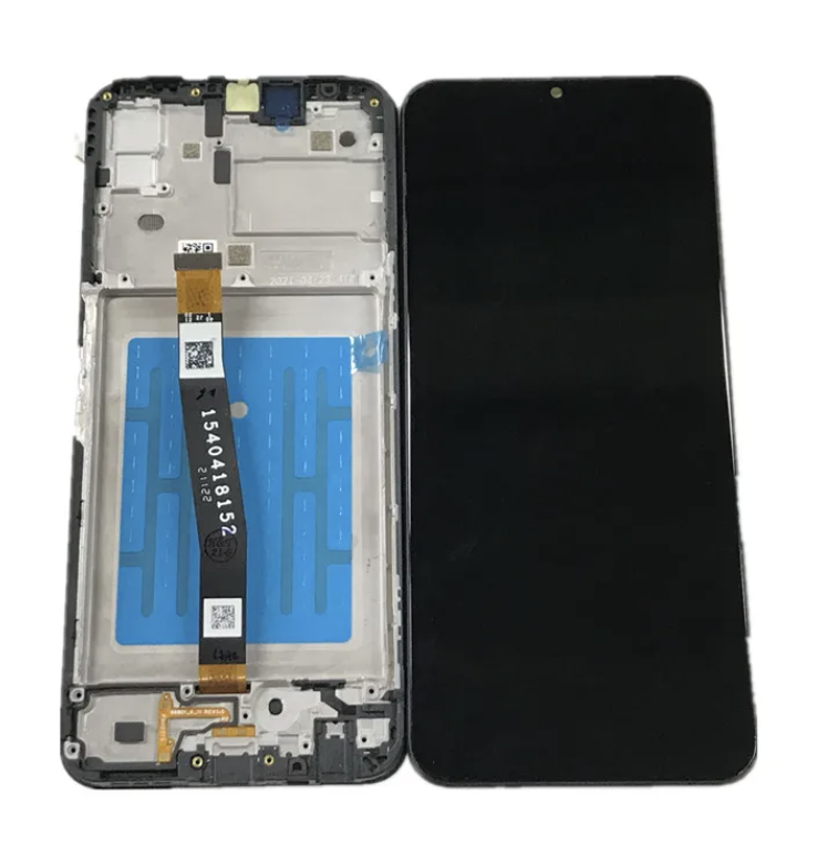 Дисплей (екран) для Samsung A226B Galaxy A22 5G + тачскрин, чорний, гарної якості, з передньою панеллю