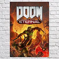 Плакат "Палач Рока, Doom Eternal (2020), DoomGuy, Doom Slayer", 60×43см