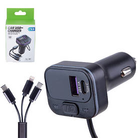 Модулятор FM 5в1 CS3 12-24v USB 5V-3.1A Type C 5V-3.1A 3in1 charging cable BT5.0 RGB-ambient light