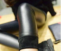 Лосини теплі з високою посадкою тканина еко-шкіра на хутрі, Зимові теплі лосини для жінок