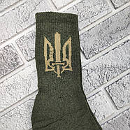 Шкарпетки чоловічі високі тактичні зимові з махрою р.42-45 хакі тризуб ЖИТОМИР ГС 30038502, фото 4