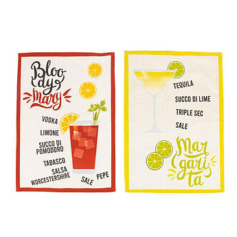 Набір кухонних рушників із бавовни з малюнком рецептів "Коктейлі" Centrotex, 2 шт.