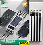 Power Bank Kamry 30000 mAh K-300 із сонячною панеллю та дротами, фото 3