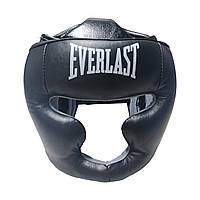 Шлем-маска тренировочная каратэ EVERLAST S кожа черный