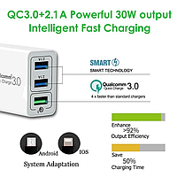 Qualcomm 3.0 Quick Charge LCC-86 3-портовое USB-зарядное устройство с английской вилкой