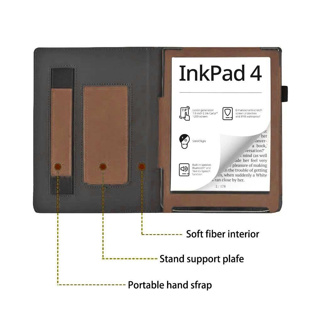 Чохол PocketBook InkPad 4 743G коричневий (PB743G) відкритий pocketbook 743G чохол коричневий розгорнутий