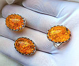Ювелірний гарнітур срібний бурштиновий колір каміння, фото 7