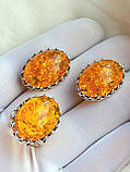 Ювелірний гарнітур срібний бурштиновий колір каміння, фото 8