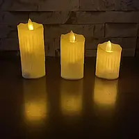 Набір світлодіодних свічок 3 шт., Свічки Candle на батарейках, Пластикова свічка, Декоративні свічки 3 шт.