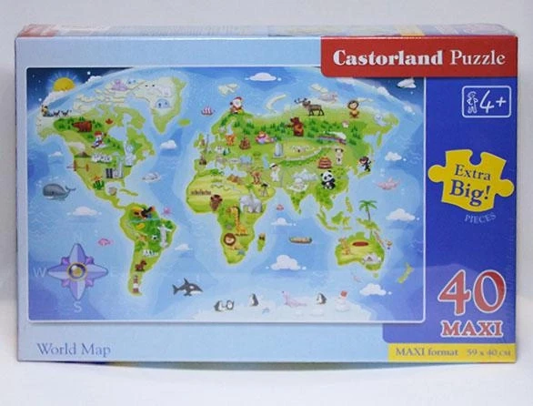 Пазли 40 MAXI елементів "Карта світу", B~040117 | Castorland