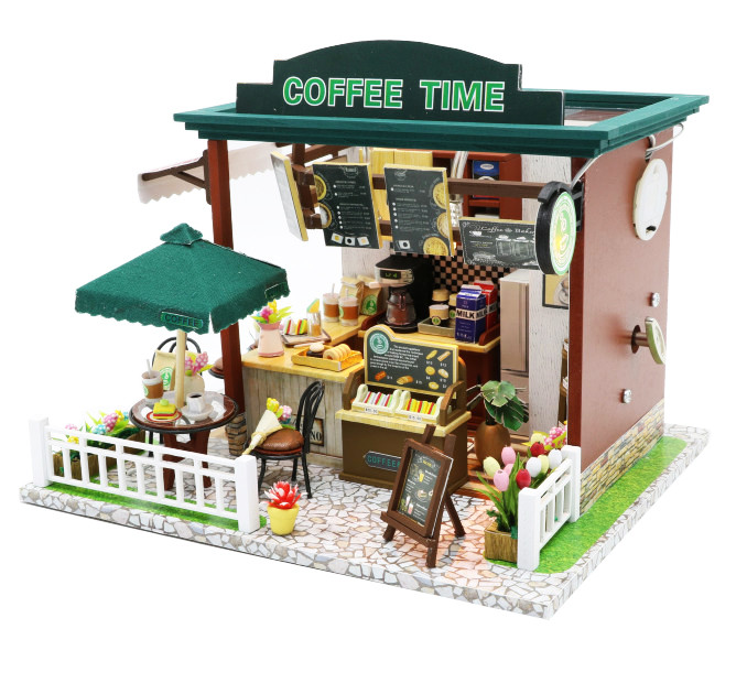 3D Румбокс Кафе "Coffee Time" C006 Ляльковий Будиночок DIY DollHouse із захисним куполом від пилу