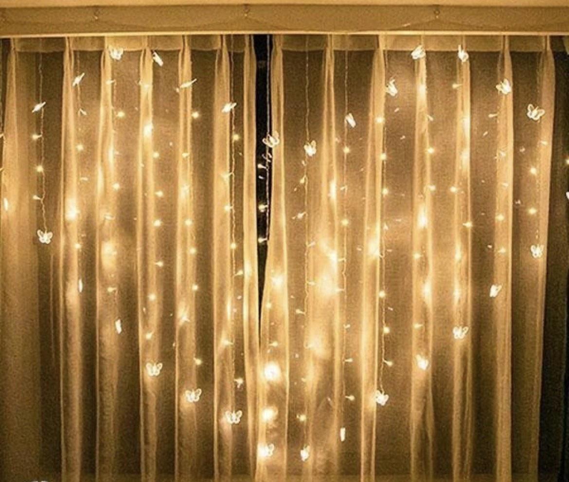 Гірлянда штора "Серце" 2x1.5 м 192 LED колір теплий білий, фото 1