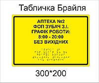 Вивіска зі шрифтом брайля "Графік роботи"