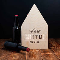 Ящик для пива "Beer time" для 6 бутылок, Бежевий, Beige, англійська