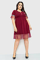 Платье свободного кроя, цвет бордовый, 231R6444 "ECONOM PRICE"
