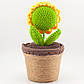 Соняшник у горщику, в'язаний, на 1 квітку, розмір 20х10см, колір Жовтий, 1шт., фото 2