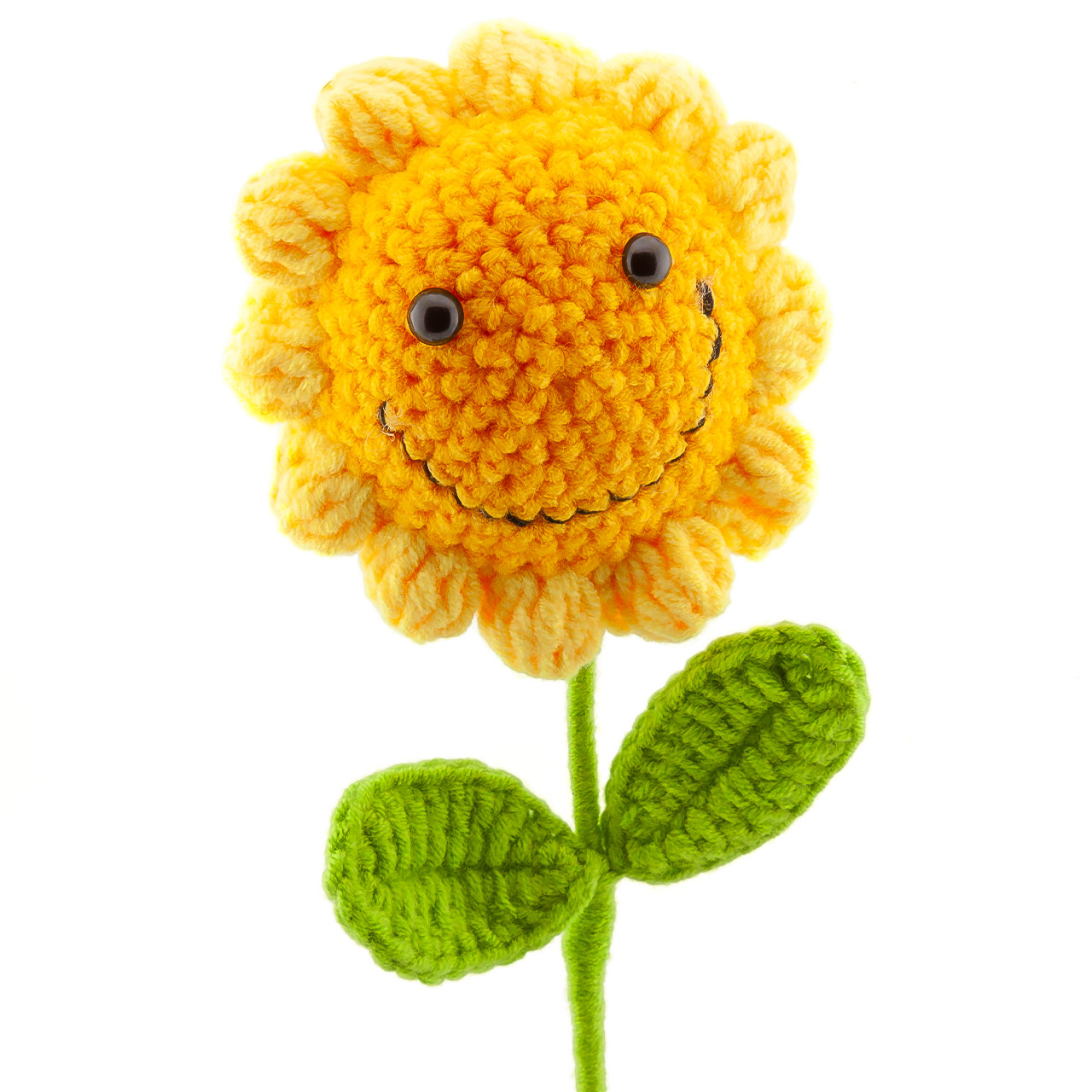 Соняшник на ніжці, в'язаний, 1 квітка, розмір 42х10см, колір Жовтий, 1шт.