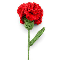Гвоздика на ніжці, в'язана, 1 квітка, розмір 42х8см, колір Червоний, 1шт.