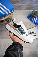 Кроссовки мужские Adidas Forum Low White Fiolet белые с розовым и синим