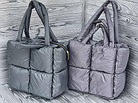 Женская стильная стеганая дутая сумка черная, сумка на плечо, дутик, сумка на молнии, сумка модная Лиловый
