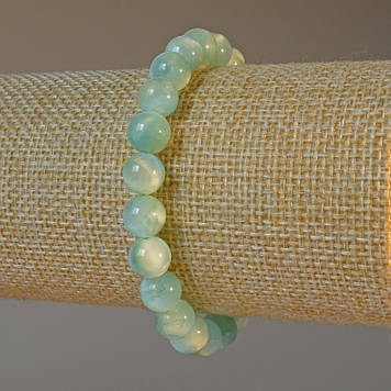 Браслет Пумпеліт натуральний камінь гладка кулька d-8мм+- L-18см+- (стрейч)