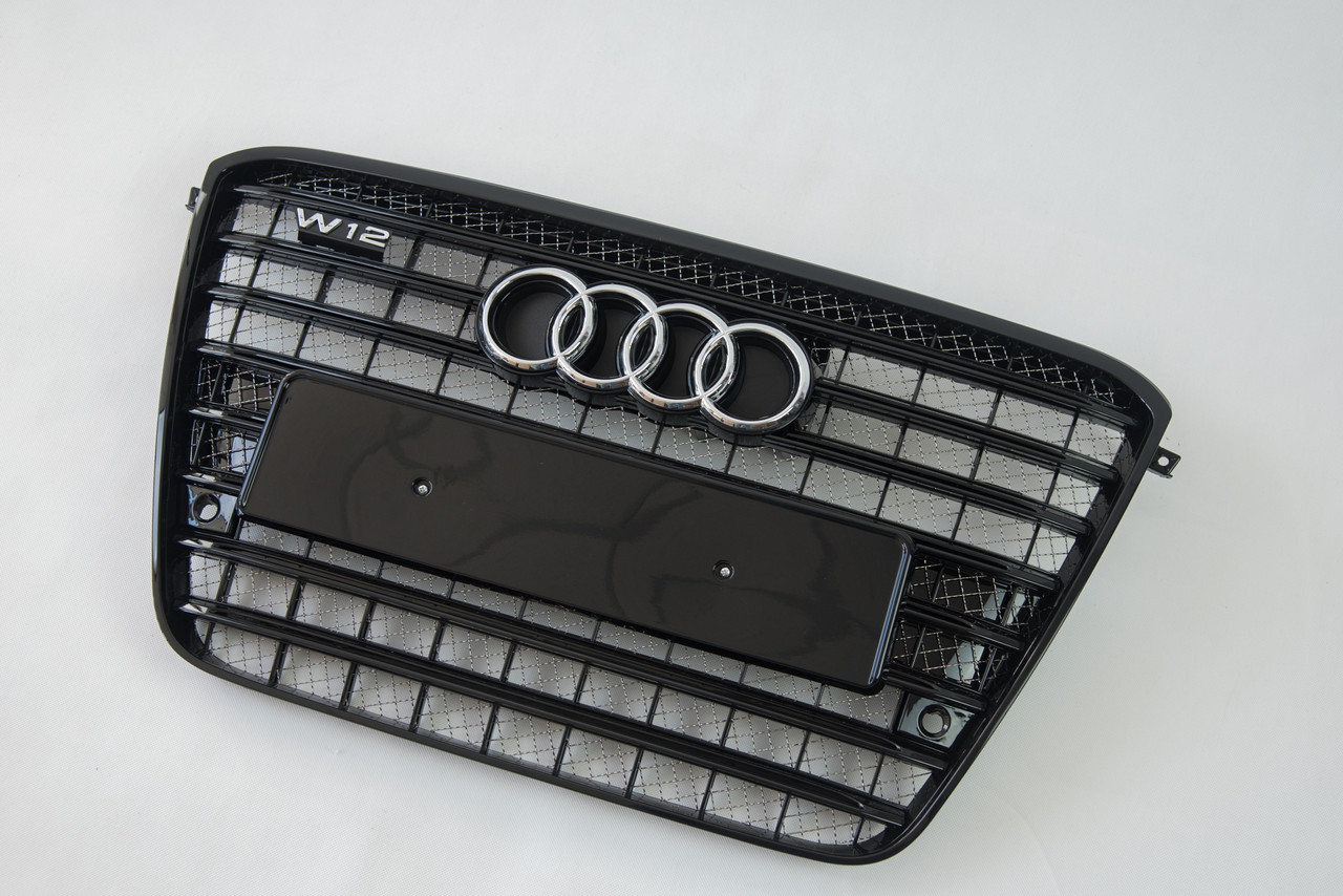 Решетка радиатора в стиле W12 на Audi A8 D4 2010-2014 год Черная - фото 2 - id-p2032191659