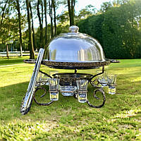 Підставка для шашлику Садж Греція 36 см глибока тарілка + 3 соусниці + 6 чарок + щипці