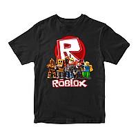 Футболка черная с оригинальным принтом онлан игры Roblox "Персонажы игры Roblox Роблокс" Push IT