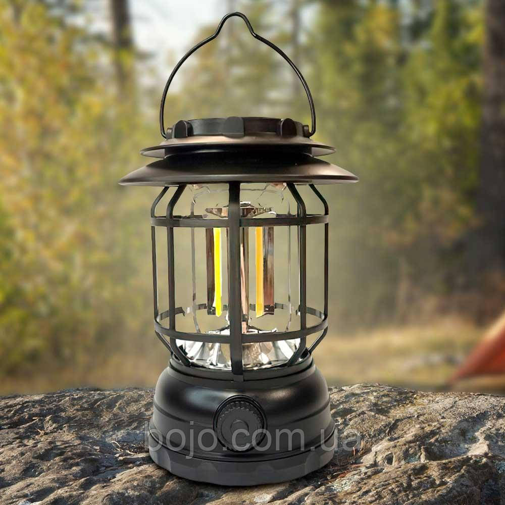 Кемпінговий підвісний світильник ліхтар S-27 + microUSB + Power bank, Чорний