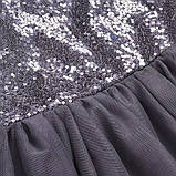 Нарядна сукня на дівчинку сіра з паєтками зріст 98-104, фото 3