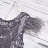 Нарядна сукня на дівчинку сіра з паєтками зріст 98-104, фото 4