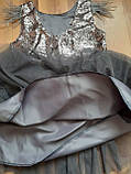 Нарядна сукня на дівчинку сіра з паєтками зріст 98-104, фото 5