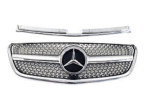 Решітка радіатора на Mercedes Vito W447 2014-2019 рік Diamond ( Сіра з хром вставками)