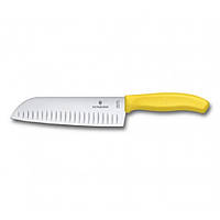 Кухонный нож Victorinox SwissClassic сантоку 17 см, ребристое лезвие, желтый (6.8526.17L8B)