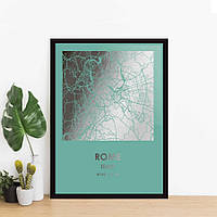 Постер "Рим / Roma" фольгированный А3, silver-turquoise, silver-turquoise, англійська