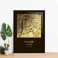 Постер "Прага / Prague" фольгированный А3, gold-black, gold-black, англійська