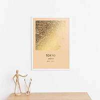 Постер "Токио / Tokyo" фольгированный А3, gold-nude, gold-nude, англійська