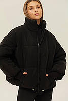 Женская зимняя куртка из плащевки-велюра на молнии с воротником стойка размер oversize