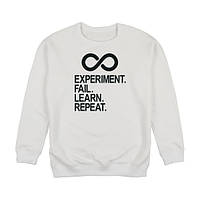 Свитшот унисекс "Experiment Fail Learn Repeat", Білий, XXL, White, англійська