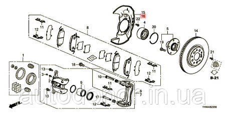 Захисний кожух правий переднього гальмівного диска Honda FCX Clarity (17-) 45255-TRT-A02, фото 2