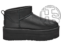 Женские угги UGG Classic Ultra Mini Platform Boot Black Leather 1141510-BLLE