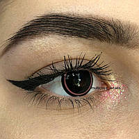 Цветные контактные черные линзы широкие зрачки с розовым ободком