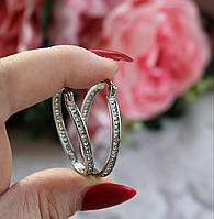 Сережки жіночі  і кільця з камінцями - Розкішні сережки Конго, колір  срібло