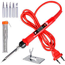 Паяльний набір, паяльник 80 Вт, регулювання температури 180-480°C, жала 900М 5 шт, олово, підставка