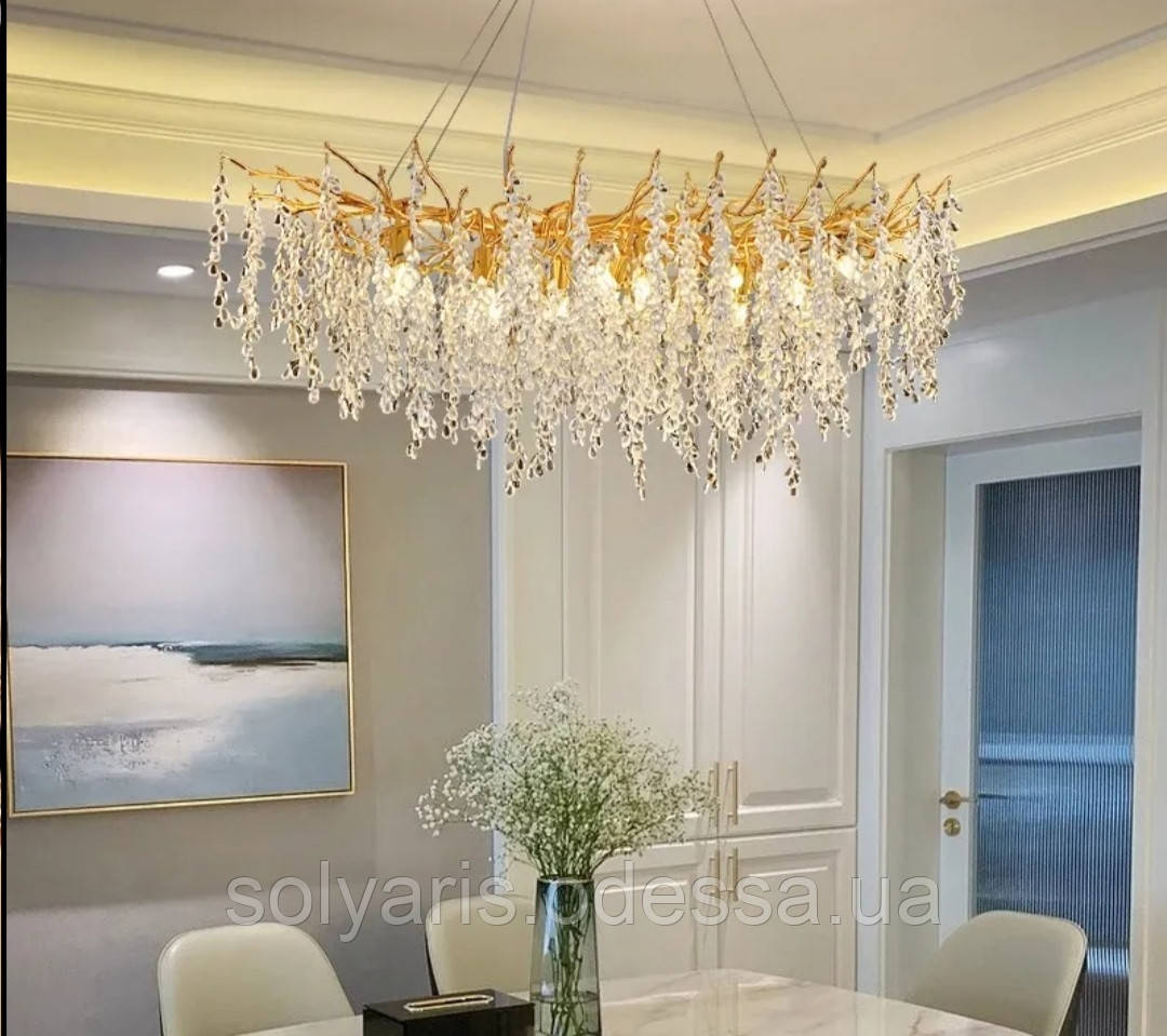 Сучасна кришталева люстра "Гліцинія" 22603-L150GD 150 см, фото 1