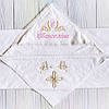Іменна крижма для хрестин 100x100 см з капюшоном з індивідуальною вишивкою імені, ангела і хреста, фото 10