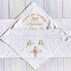 Іменна крижма для хрестин 100x100 см з капюшоном з індивідуальною вишивкою імені, ангела і хреста, фото 6