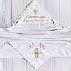Іменна крижма 100x100 см махрова з капюшоном з індивідуальною вишивкою імені, ангела і хреста, фото 6
