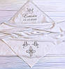 Іменна крижма махрова 100x100 см з капюшоном з індивідуальною вишивкою імені, ангела і хреста, фото 9