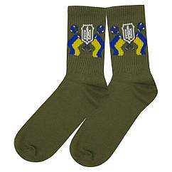 Шкарпетки Тризуб з прапорами на булавах (олива) uas-008, Размер носков 40-42